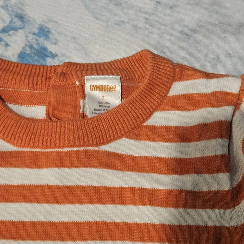 Gymboree Girls Pumpkin Sweater Dress Size 7 Orange Striped Fall Thanksgiving